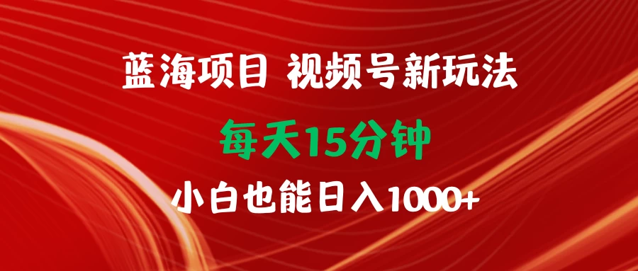 （9813期）蓝海项目视频号新玩法 每天15分钟 小白也能日入1000+-大熊猫资源站